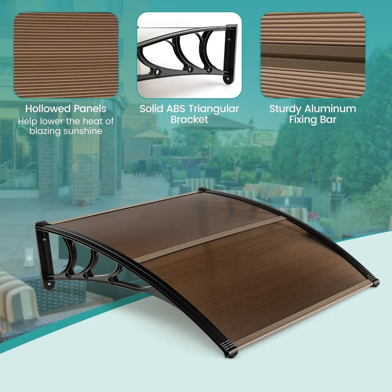 Outdoor Front Door Patio Overhang Awning for Sunlight Rain Snow Wind Protection by DirectDeals