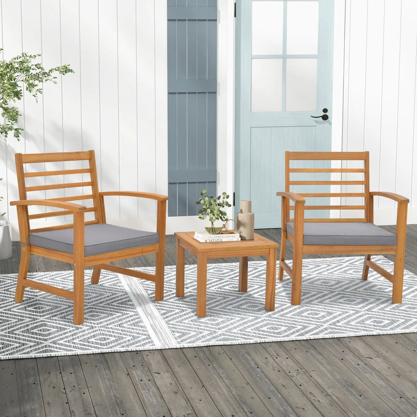 3 Pieces Outdoor Furniture Set with Soft Seat Cushions by DirectDeals