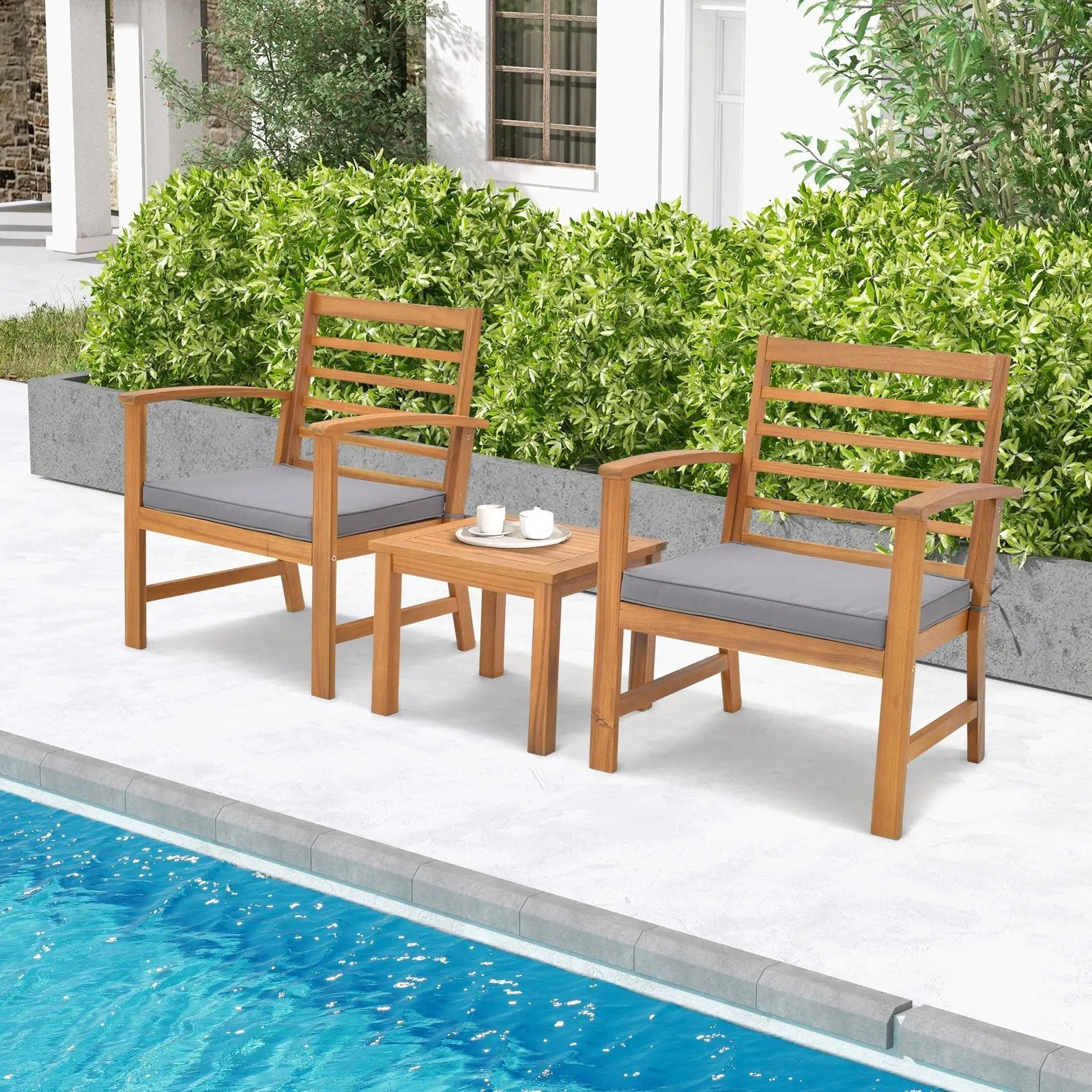 3 Pieces Outdoor Furniture Set with Soft Seat Cushions by DirectDeals