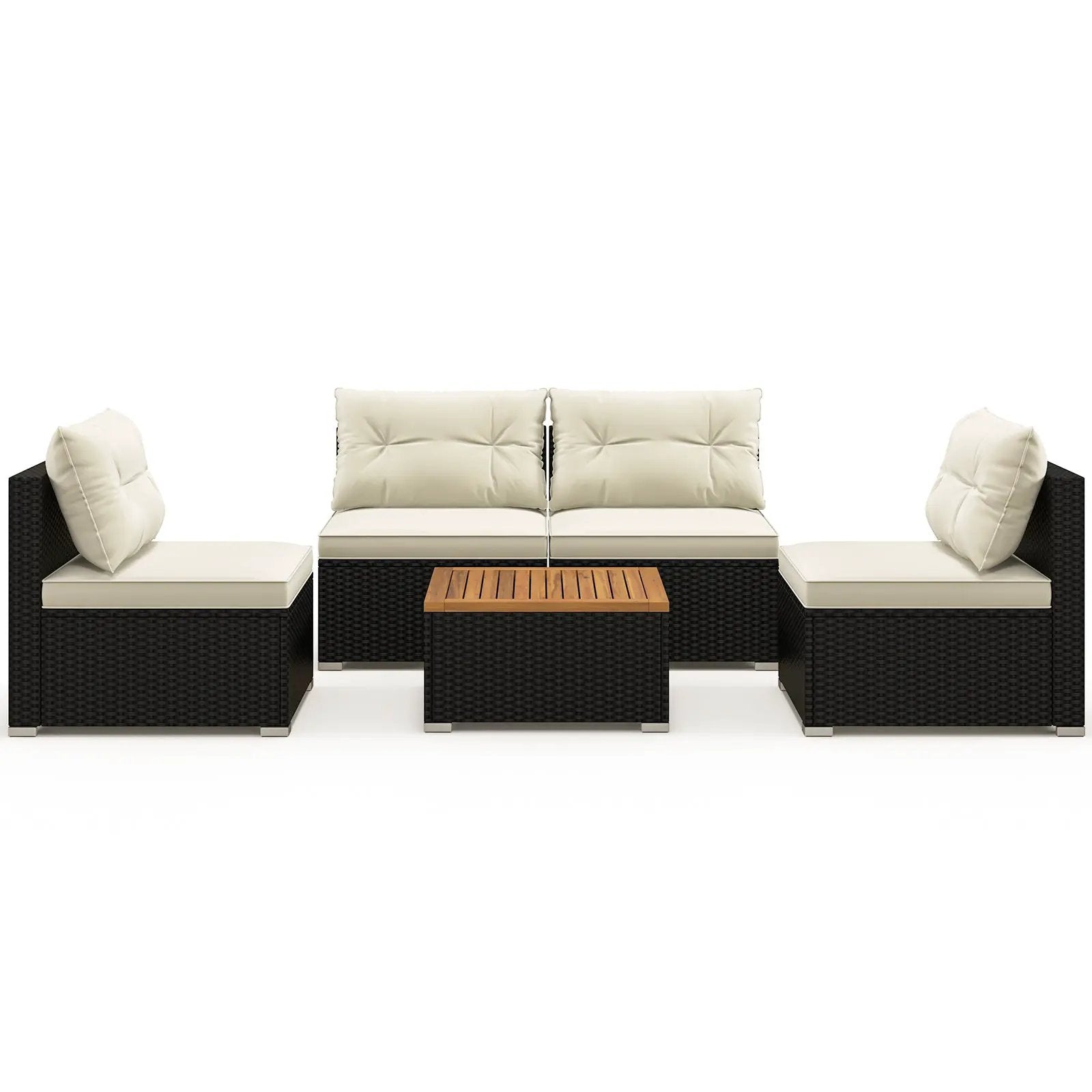 5 Piece Outdoor Furniture Set with Solid Tabletop and Soft Cushions by DirectDeals