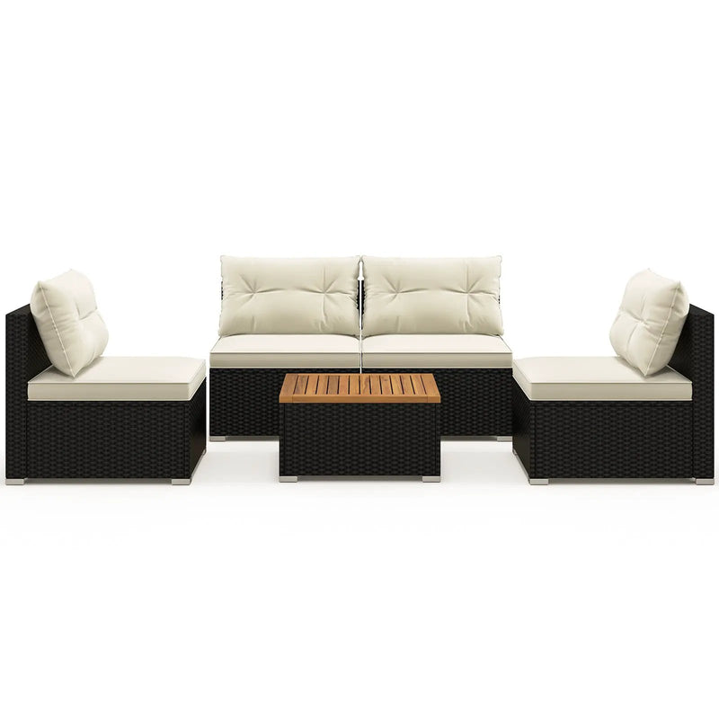 5 Piece Outdoor Furniture Set with Solid Tabletop and Soft Cushions by DirectDeals