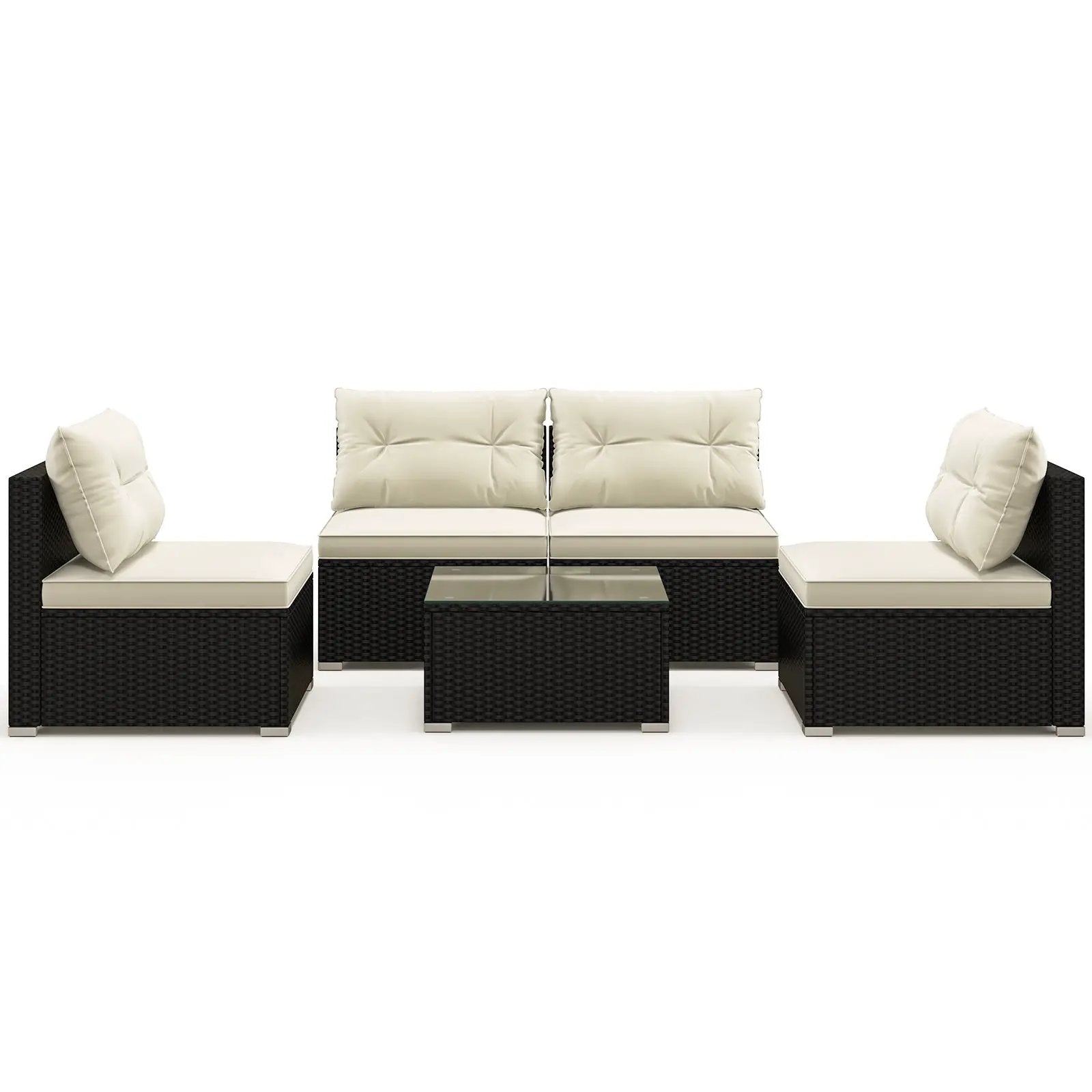 5 Pieces Outdoor Patio Furniture Set with Cushions and Coffee Table by DirectDeals