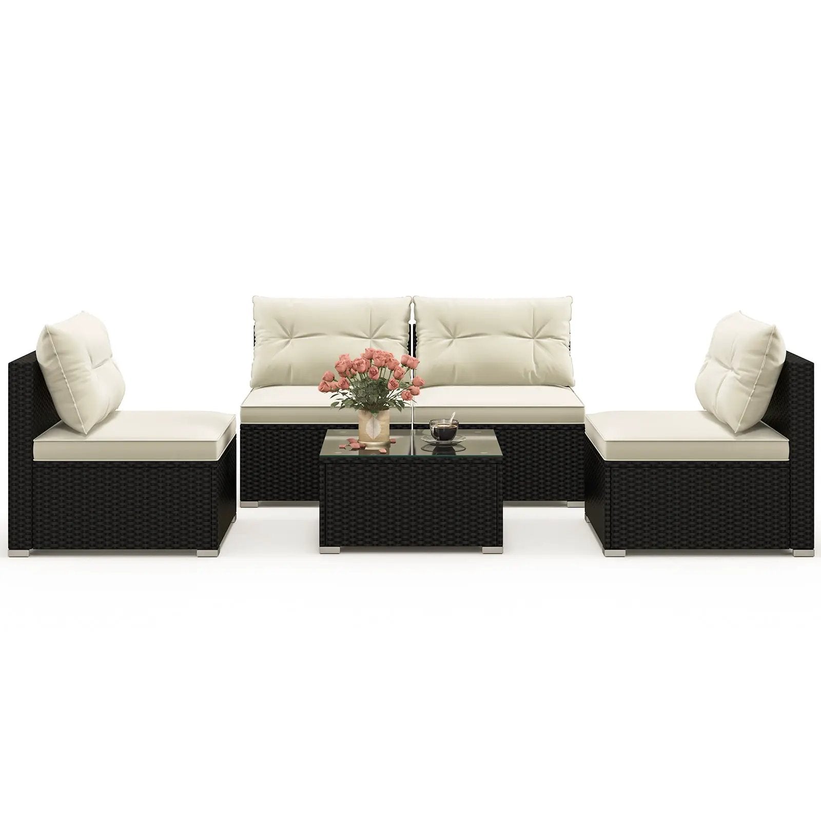 5 Pieces Outdoor Patio Furniture Set with Cushions and Coffee Table by DirectDeals
