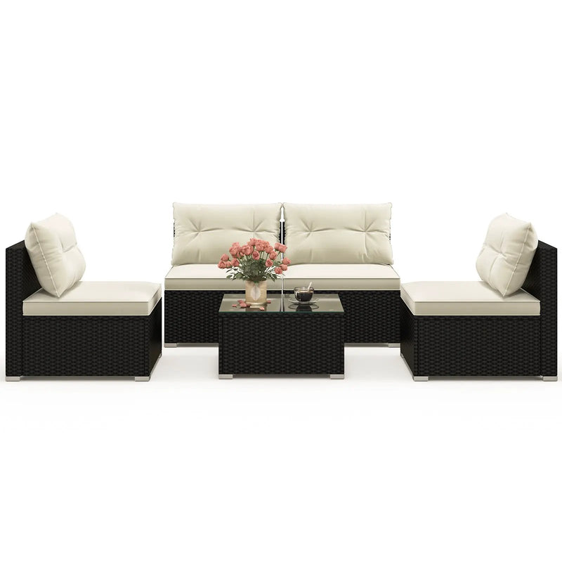 5 Pieces Outdoor Patio Furniture Set with Cushions and Coffee Table by DirectDeals