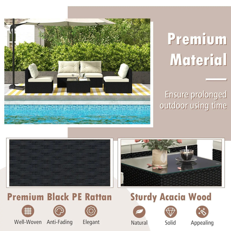 5 Pieces Outdoor Patio Furniture Set with Cushions and Coffee Table by DirectDeals