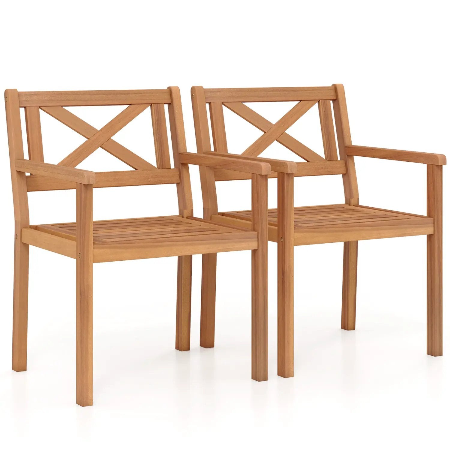 Outdoor Garden Acacia Wood Patio Dining Chairs for Porch by DirectDeals