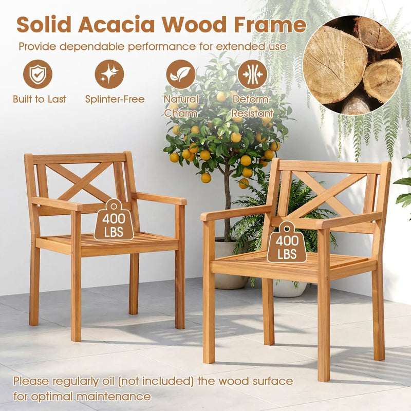 Outdoor Garden Acacia Wood Patio Dining Chairs for Porch by DirectDeals