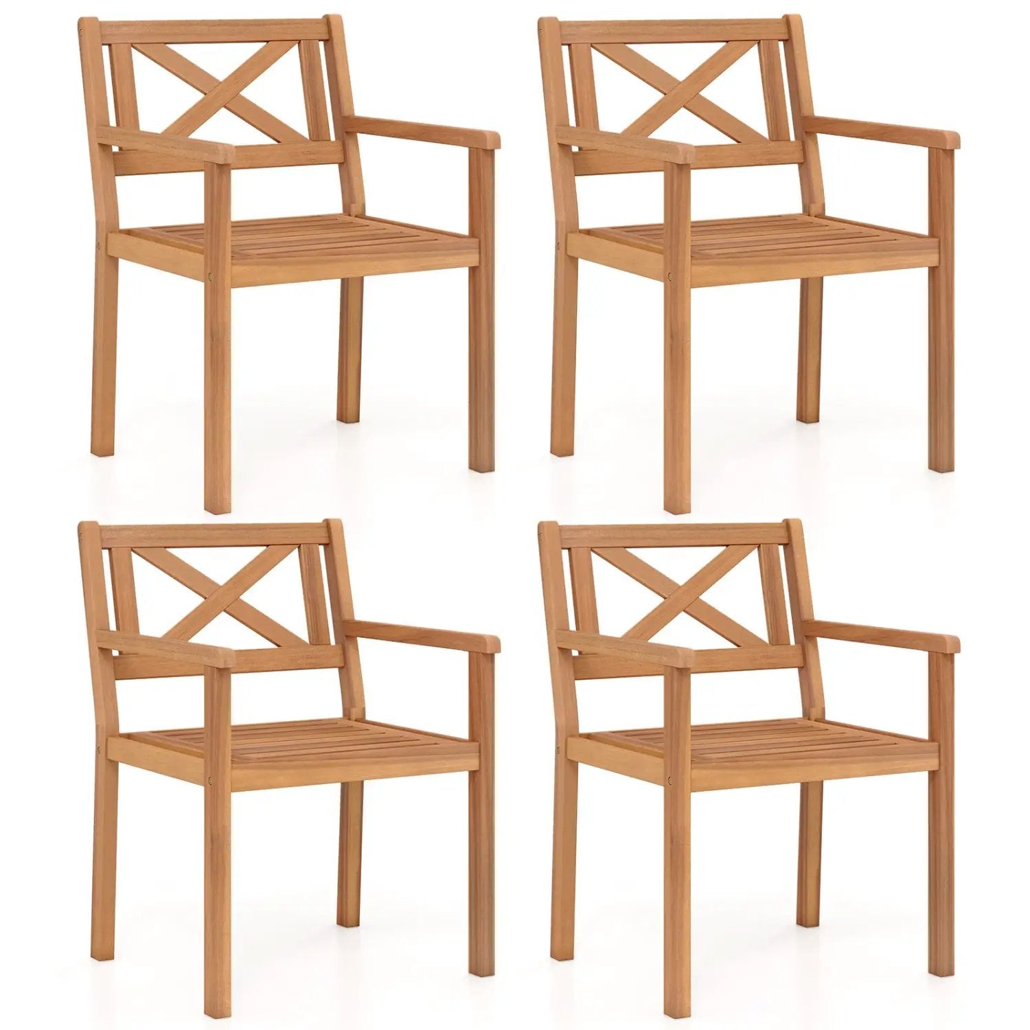 Outdoor Garden Acacia Wood Patio Dining Chairs for Porch by DirectDeals