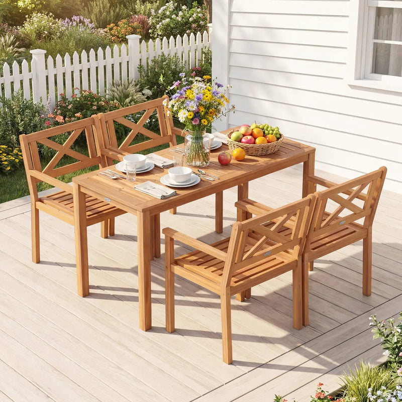 Outdoor Garden Acacia Wood Patio Dining Chairs for Porch by DirectDeals