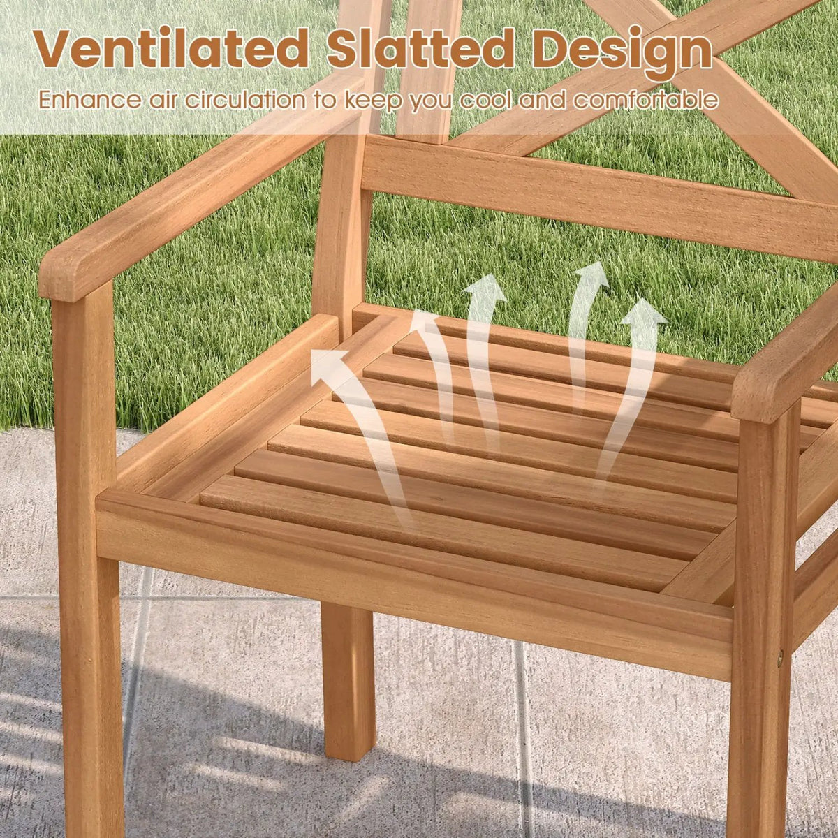 Outdoor Garden Acacia Wood Patio Dining Chairs for Porch, photo 8 of 16