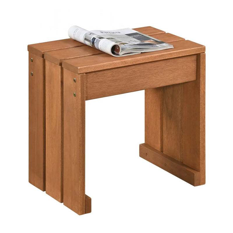 Outdoor Garden Bench Single Person Patio Backless Bench with Solid Wooden Frame by DirectDeals