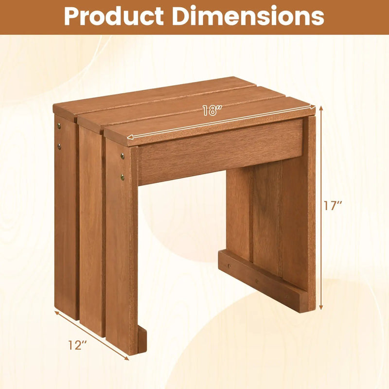 Outdoor Garden Bench Single Person Patio Backless Bench with Solid Wooden Frame by DirectDeals