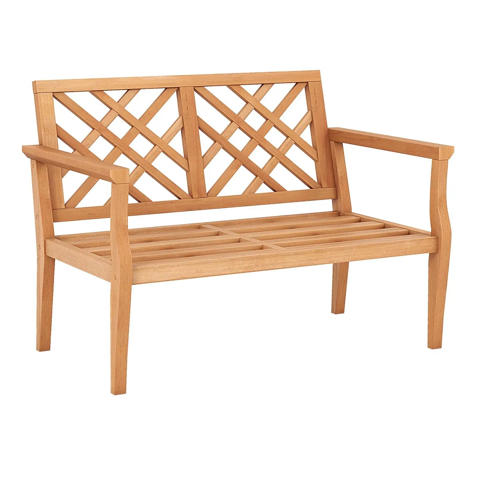 Outdoor Garden Bench 2-Person Teak Wood Bench with Comfy Armrests and Backrest by DirectDeals