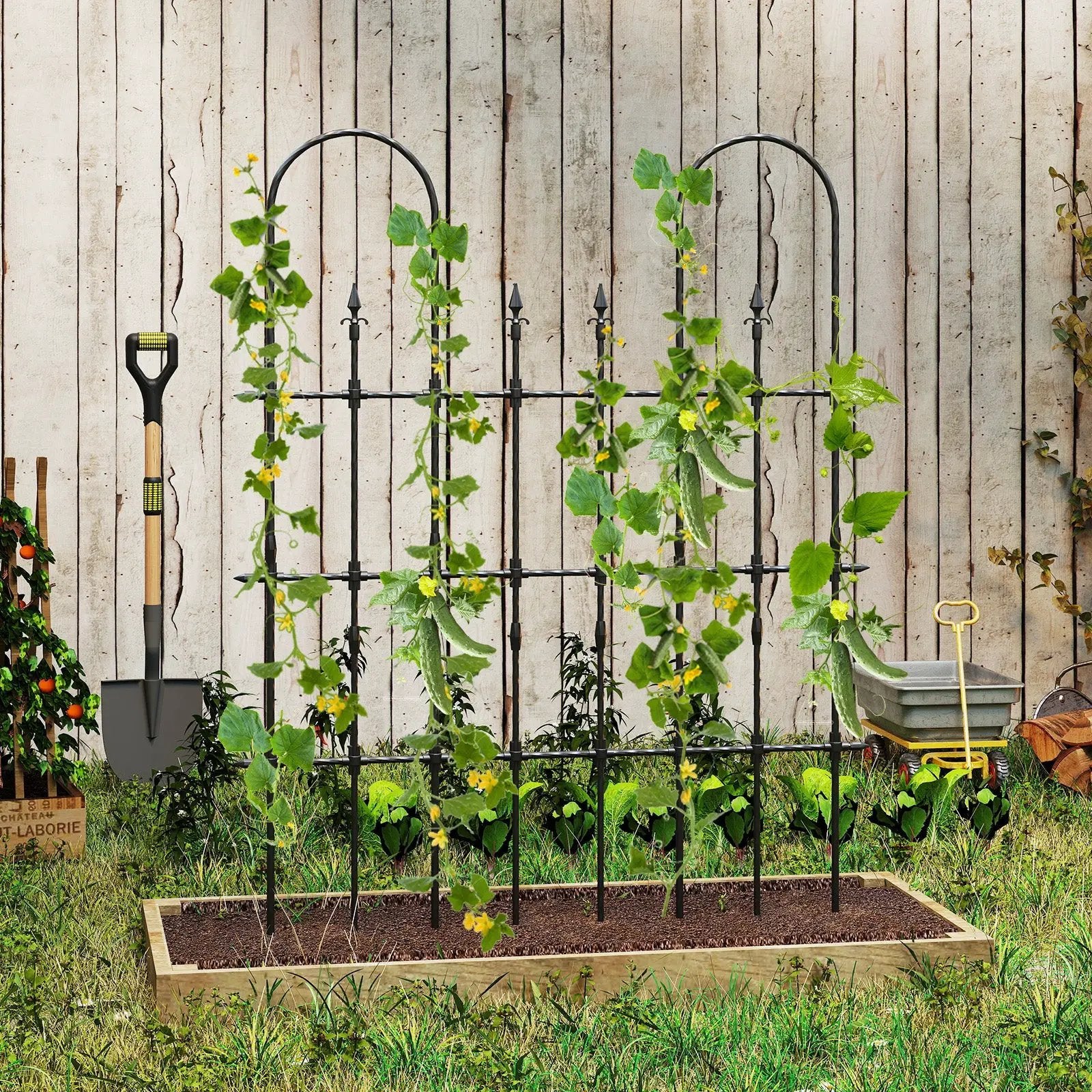 58 x 73 Inch Outdoor Garden Rose Arch Trellis for Climbing Plants by DirectDeals