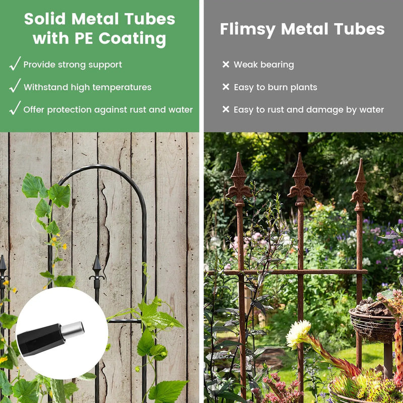 58 x 73 Inch Outdoor Garden Rose Arch Trellis for Climbing Plants by DirectDeals