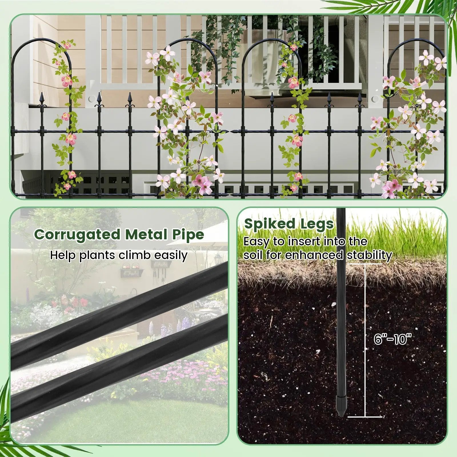 58 x 73 Inch Outdoor Garden Rose Arch Trellis for Climbing Plants by DirectDeals