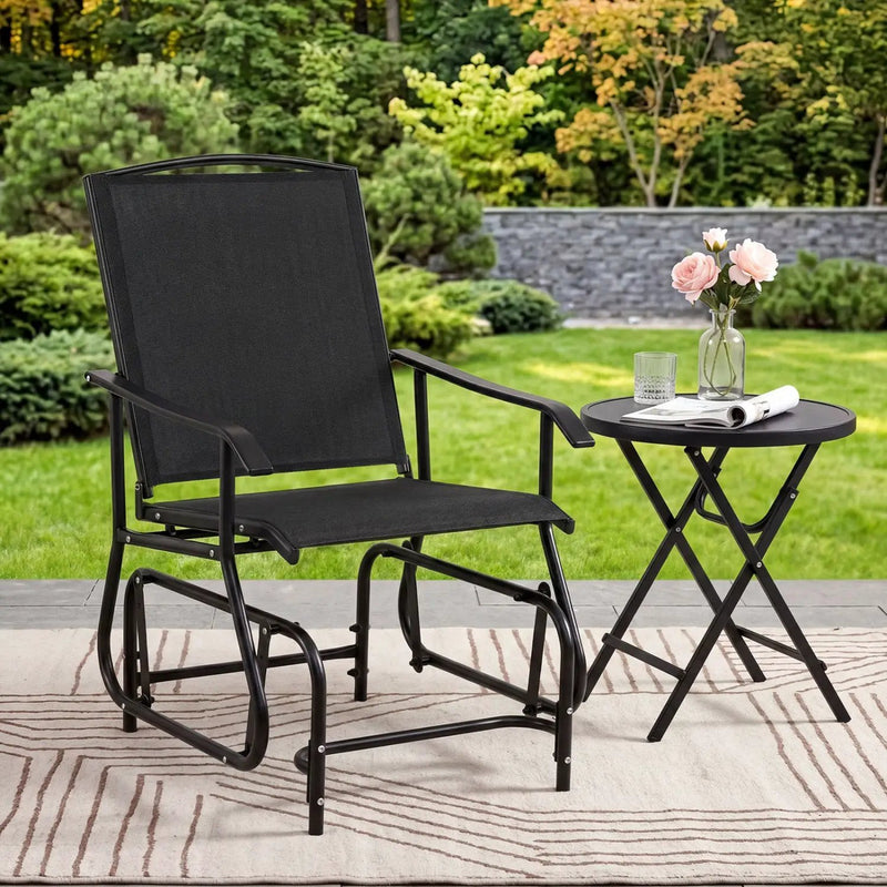 Outdoor Glider Chair with Metal Frame and Armrests by DirectDeals