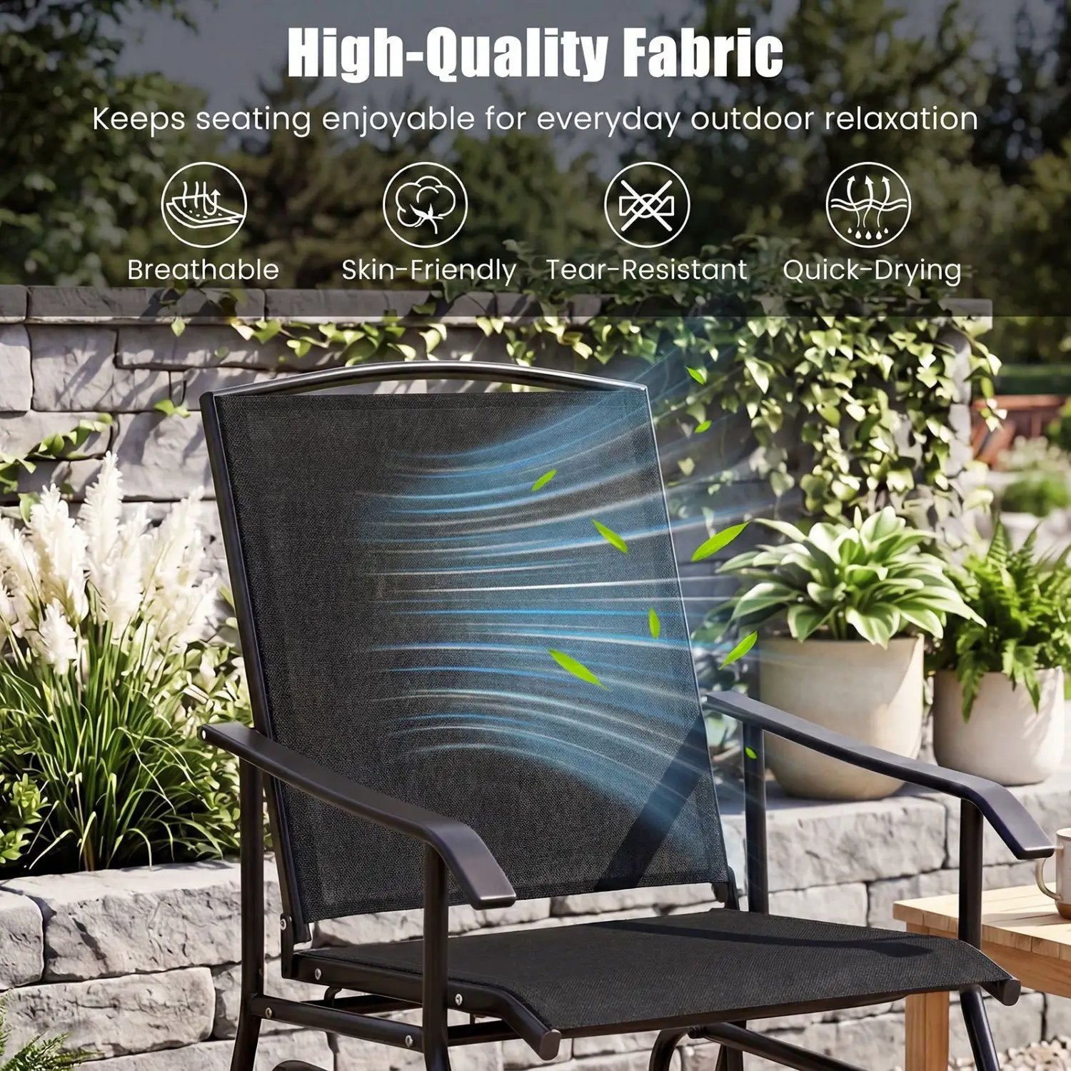 Outdoor Glider Chair with Metal Frame and Armrests by DirectDeals