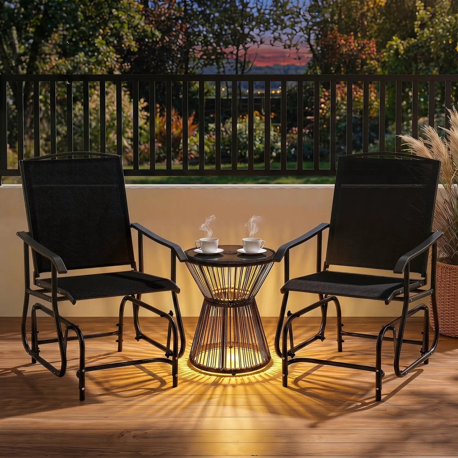 Outdoor Glider Chair with Metal Frame and Armrests by DirectDeals