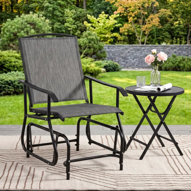 Outdoor Glider Chair with Metal Frame and Armrests by DirectDeals