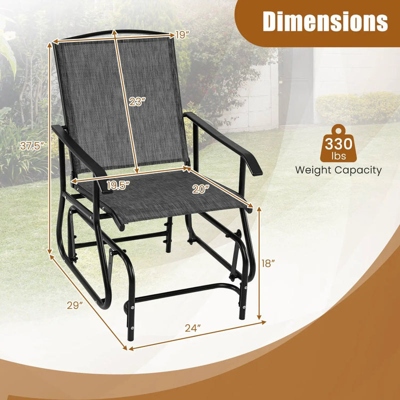 Outdoor Glider Chair with Metal Frame and Armrests by DirectDeals