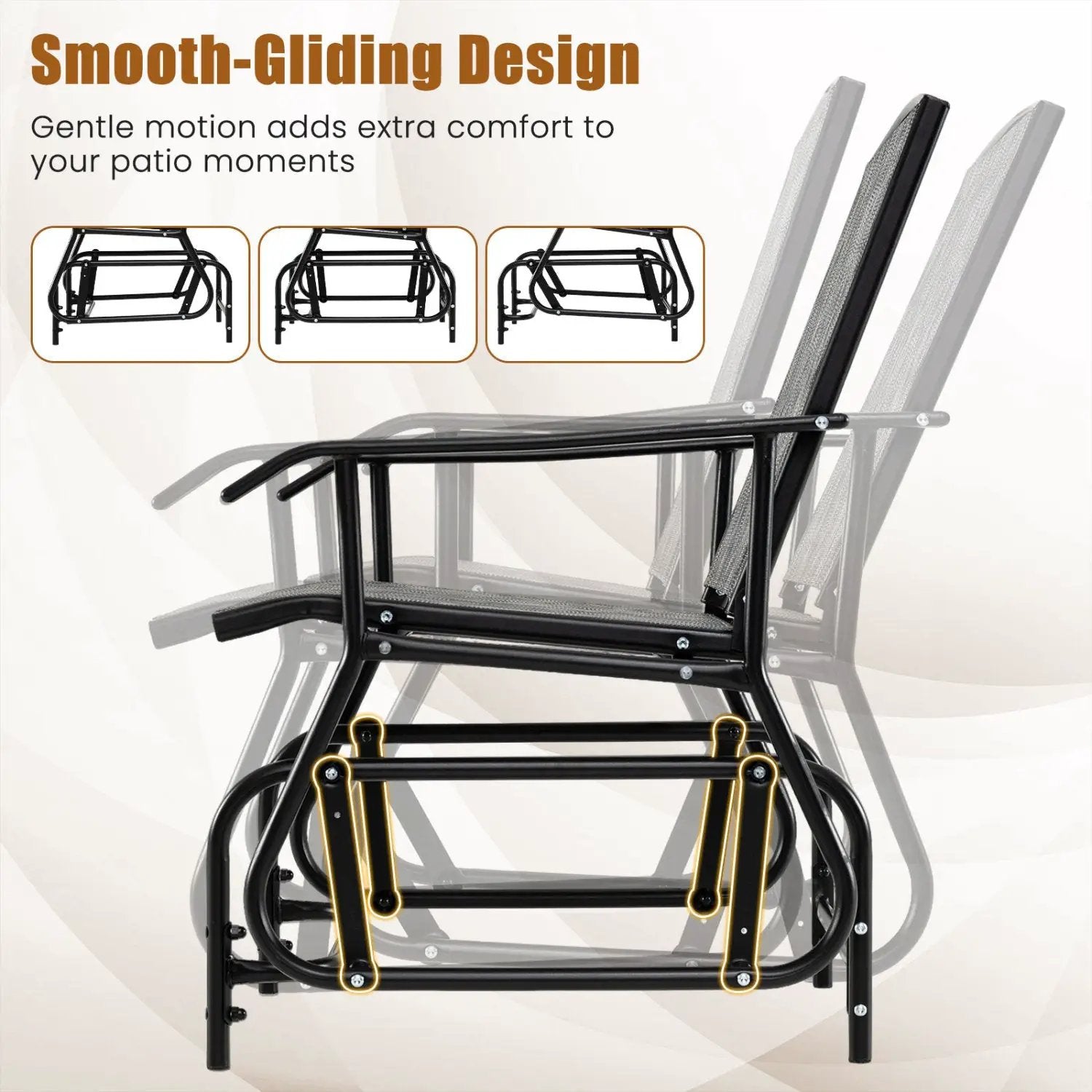 Outdoor Glider Chair with Metal Frame and Armrests by DirectDeals