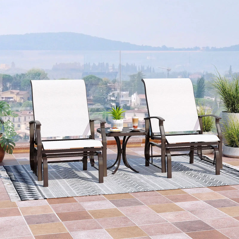 Outdoor Glider Chairs Set of 2 with Ergonomic Backrest and Seat by DirectDeals