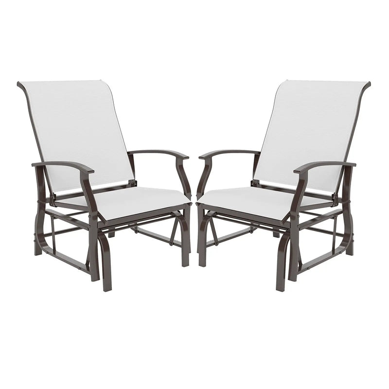Outdoor Glider Chairs Set of 2 with Ergonomic Backrest and Seat by DirectDeals