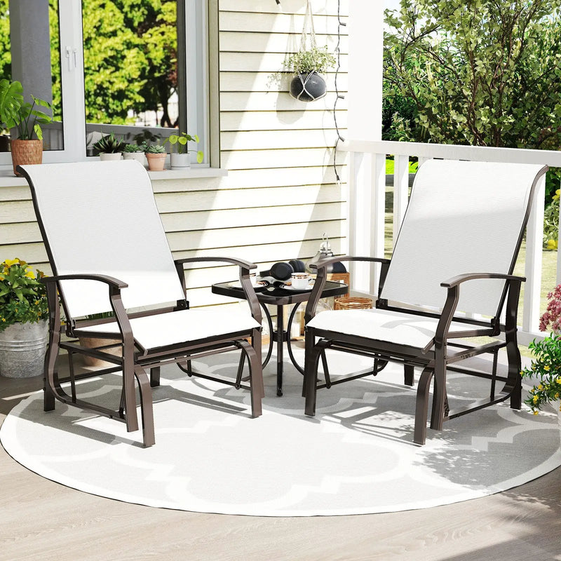 Outdoor Glider Chairs Set of 2 with Ergonomic Backrest and Seat by DirectDeals