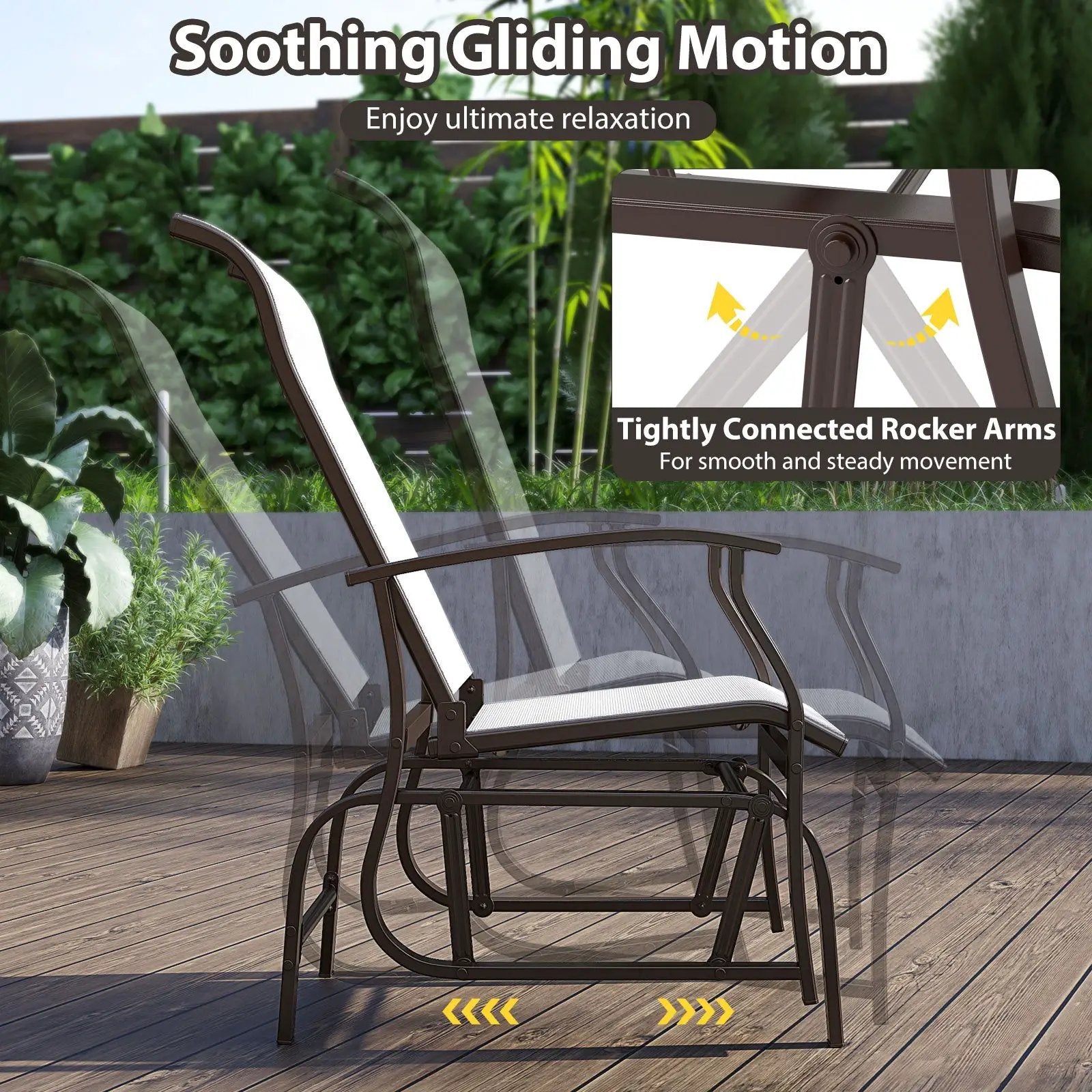 Outdoor Glider Chairs Set of 2 with Ergonomic Backrest and Seat by DirectDeals
