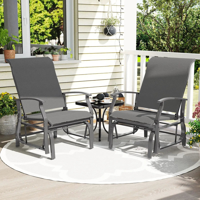 Outdoor Glider Chairs Set of 2 with Ergonomic Backrest and Seat by DirectDeals