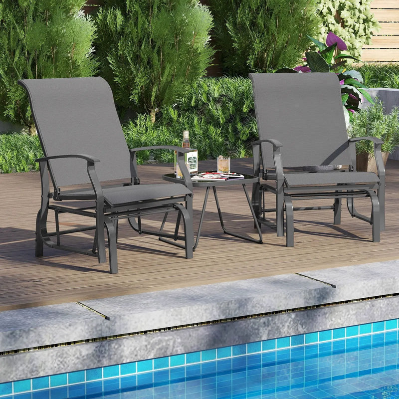 Outdoor Glider Chairs Set of 2 with Ergonomic Backrest and Seat by DirectDeals