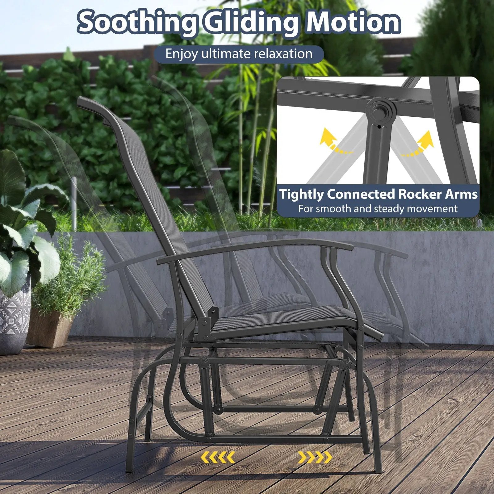 Outdoor Glider Chairs Set of 2 with Ergonomic Backrest and Seat by DirectDeals