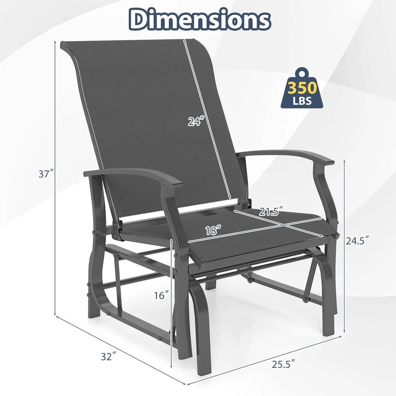Outdoor Glider Chairs Set of 2 with Ergonomic Backrest and Seat by DirectDeals