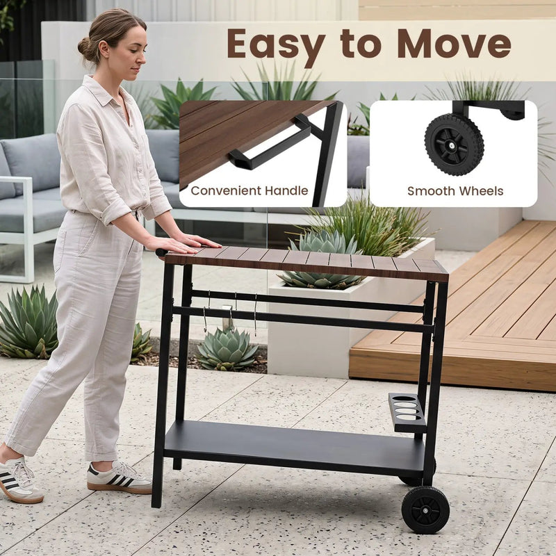 Outdoor Grill Cart with Stainless Steel Top and Storage by DirectDeals