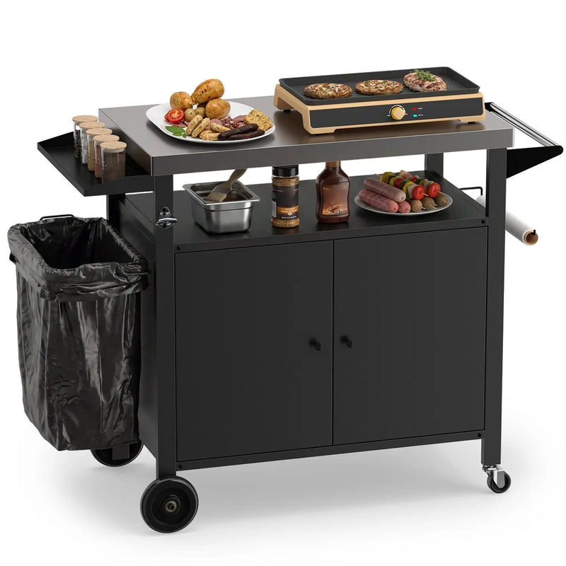 Outdoor Grill Cart with Stainless Steel Top & Storage Cabinet by DirectDeals
