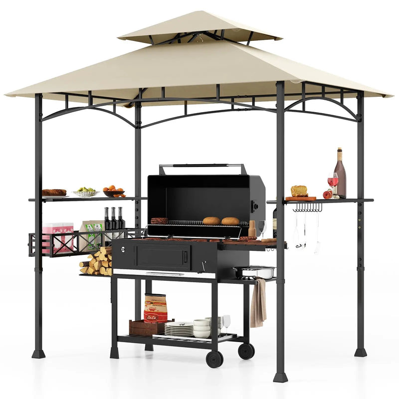 8 x 5 Feet Outdoor Grill Gazebo with 2 Side Shelves and 10 Hooks by DirectDeals