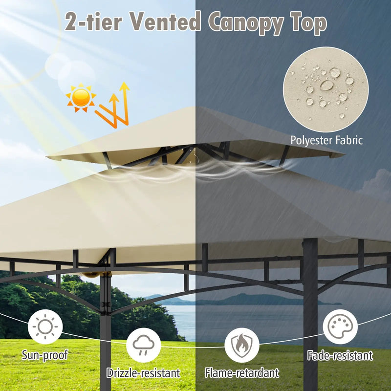 8 x 5 Feet Outdoor Grill Gazebo with 2 Side Shelves and 10 Hooks by DirectDeals