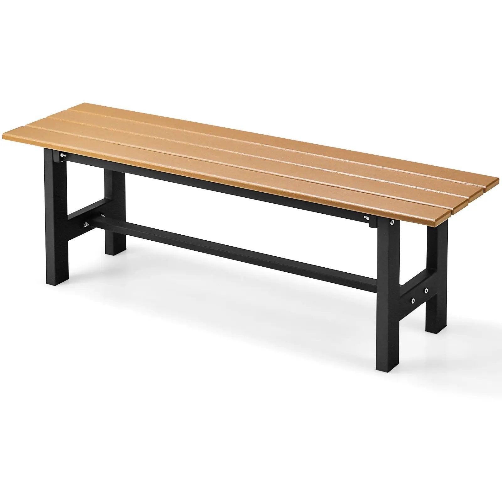 47 Inch Outdoor Chair with Slatted Seat Plastic Coated Iron Frame by DirectDeals