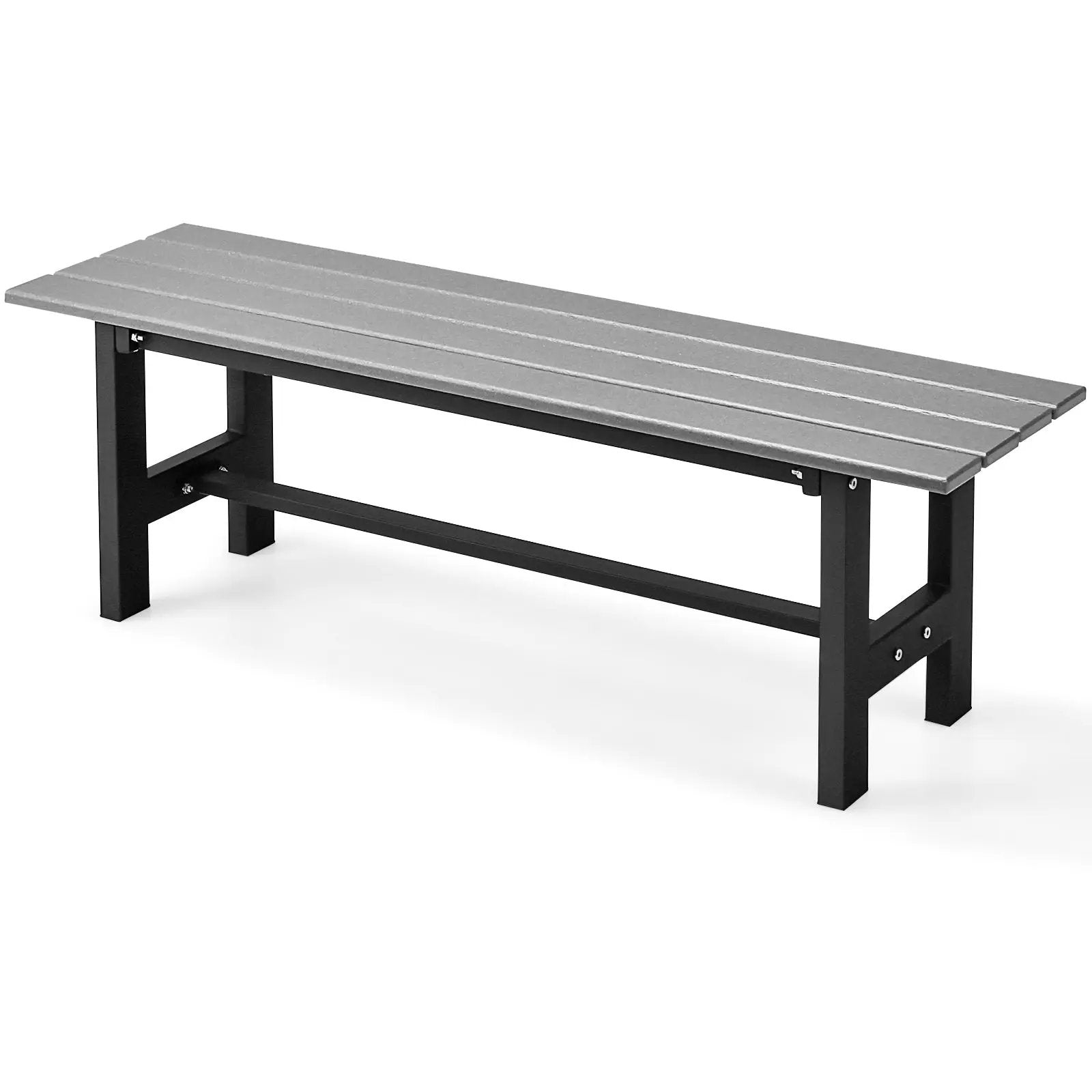 47 Inch Outdoor Chair with Slatted Seat Plastic Coated Iron Frame by DirectDeals