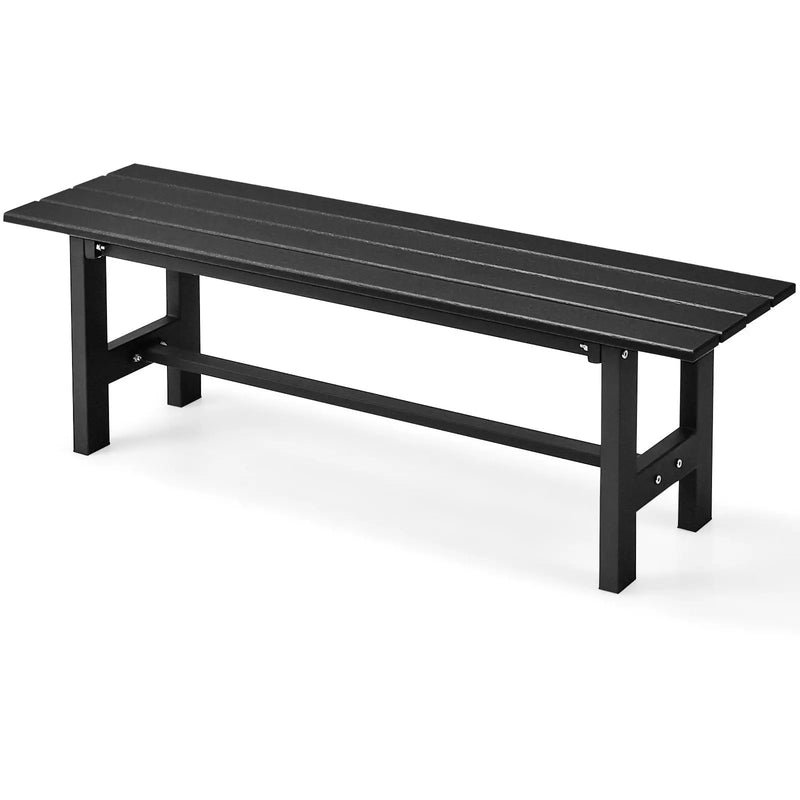 47 Inch Outdoor Chair with Slatted Seat Plastic Coated Iron Frame by DirectDeals