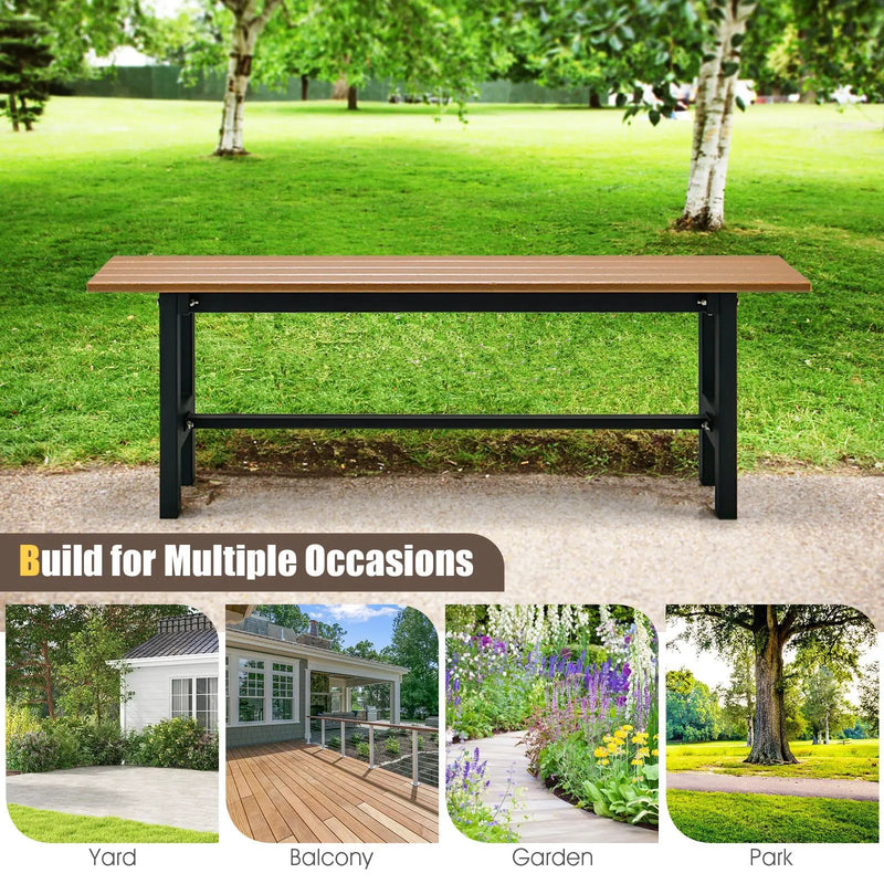 47 Inch Outdoor Chair with Slatted Seat Plastic Coated Iron Frame by DirectDeals