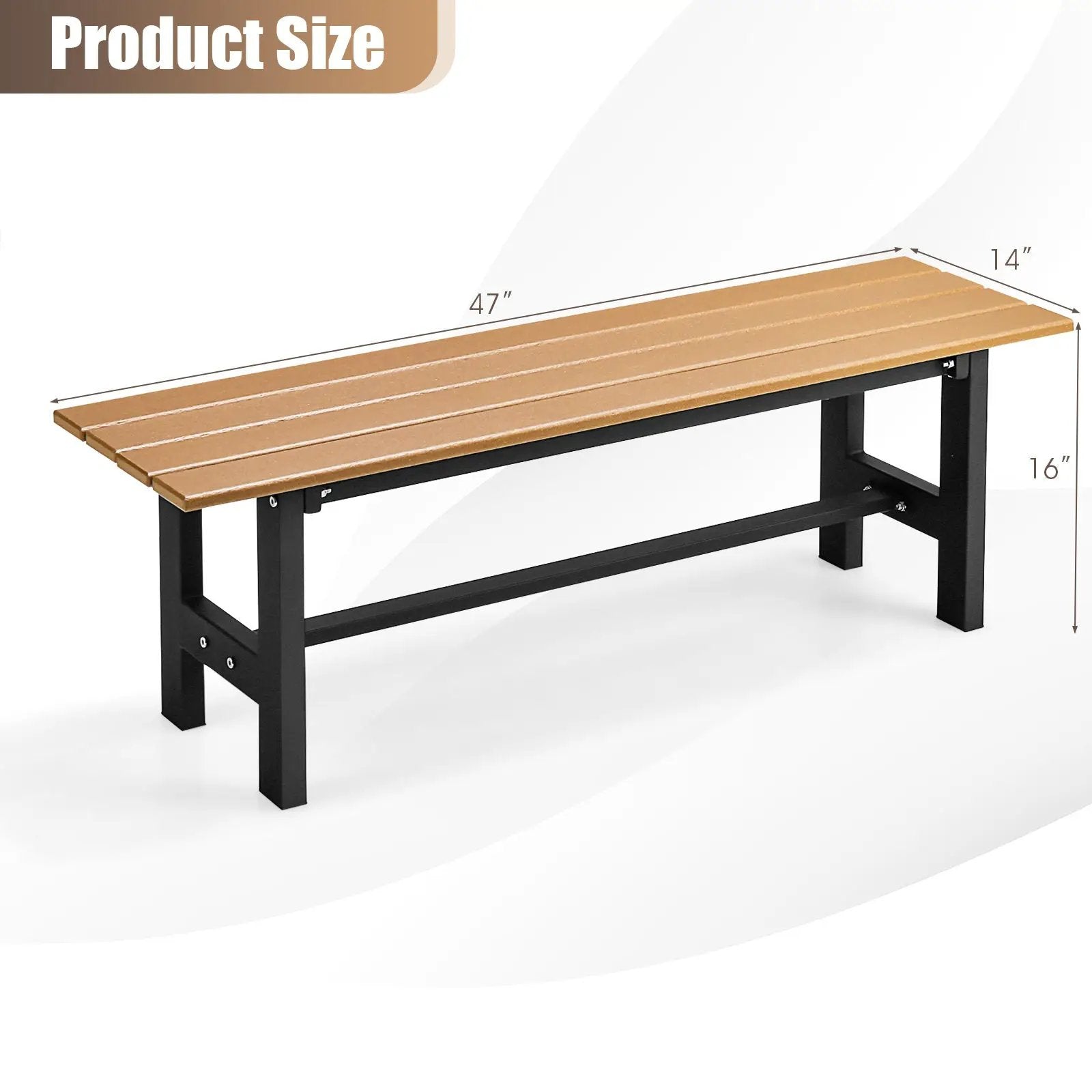 47 Inch Outdoor Chair with Slatted Seat Plastic Coated Iron Frame by DirectDeals