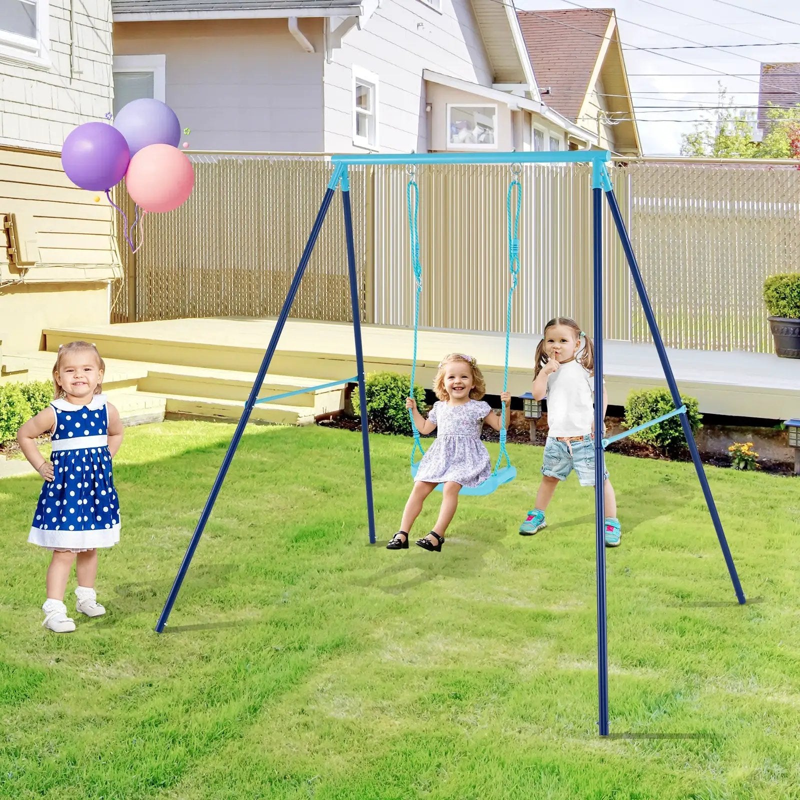Outdoor Heavy Duty Metal Toddler Swing Set with Stand by DirectDeals