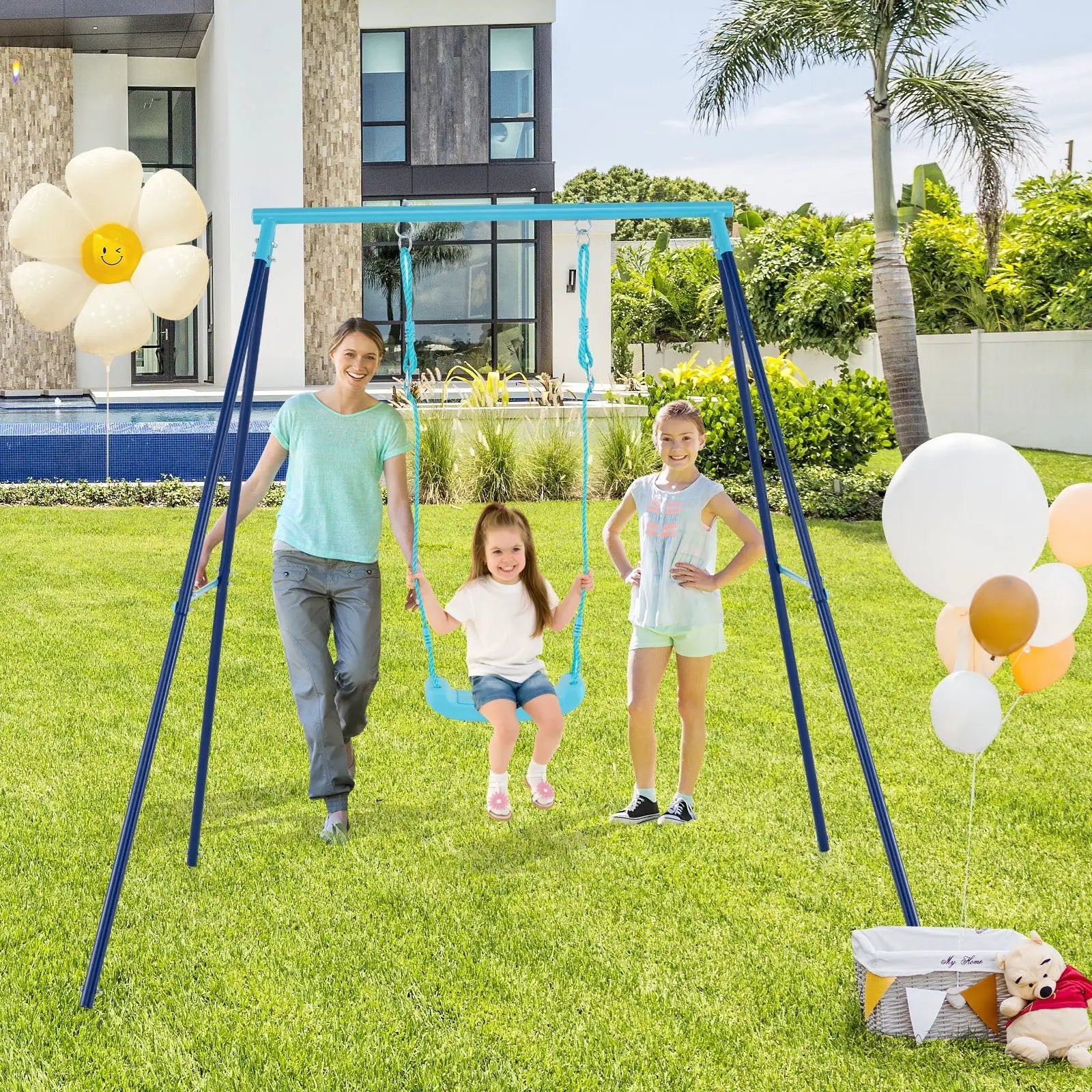 Outdoor Heavy Duty Metal Toddler Swing Set with Stand by DirectDeals