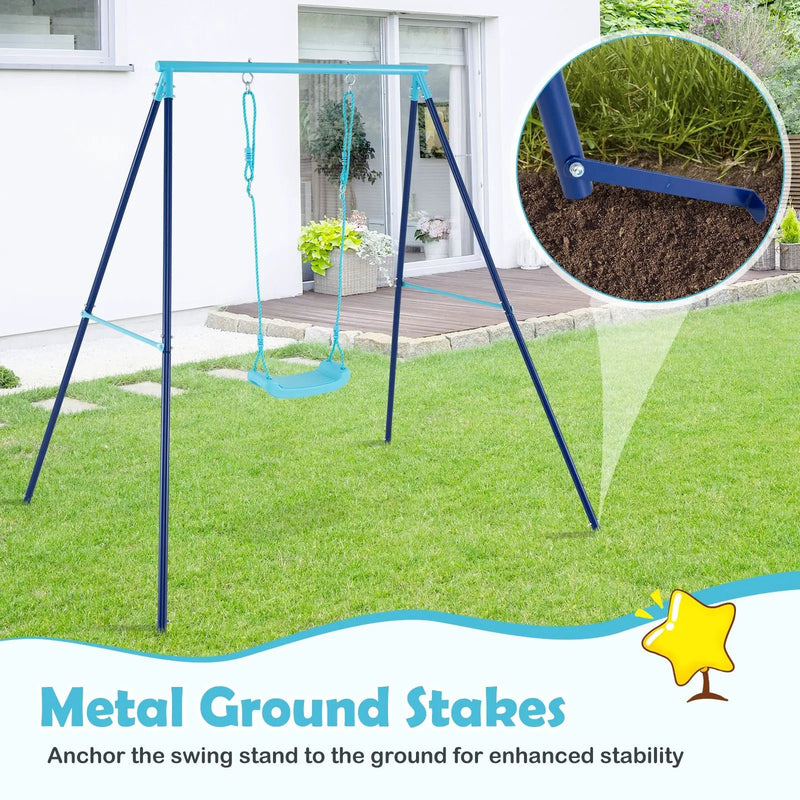 Outdoor Heavy Duty Metal Toddler Swing Set with Stand by DirectDeals