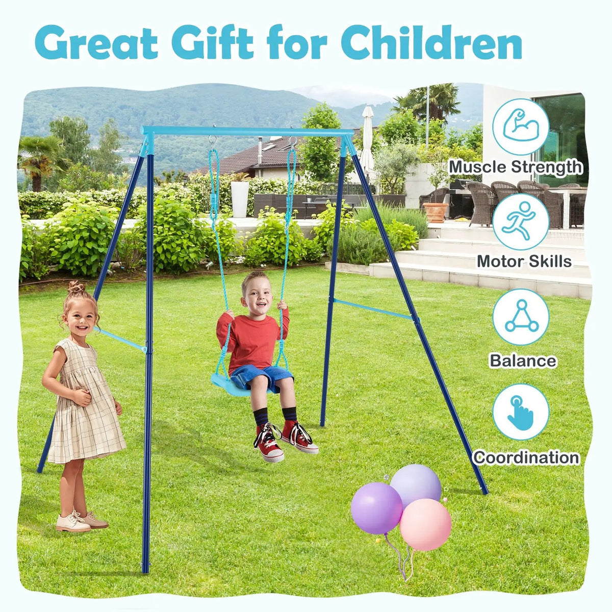 Outdoor Heavy Duty Metal Toddler Swing Set with Stand, photo 8 of 9