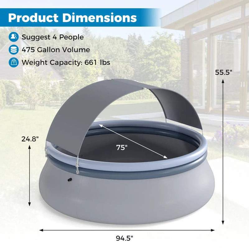 Inflatable Pool with Sunshade Canopy for Outdoor Use by DirectDeals