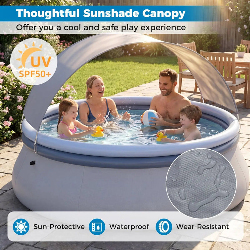 Inflatable Pool with Sunshade Canopy for Outdoor Use by DirectDeals