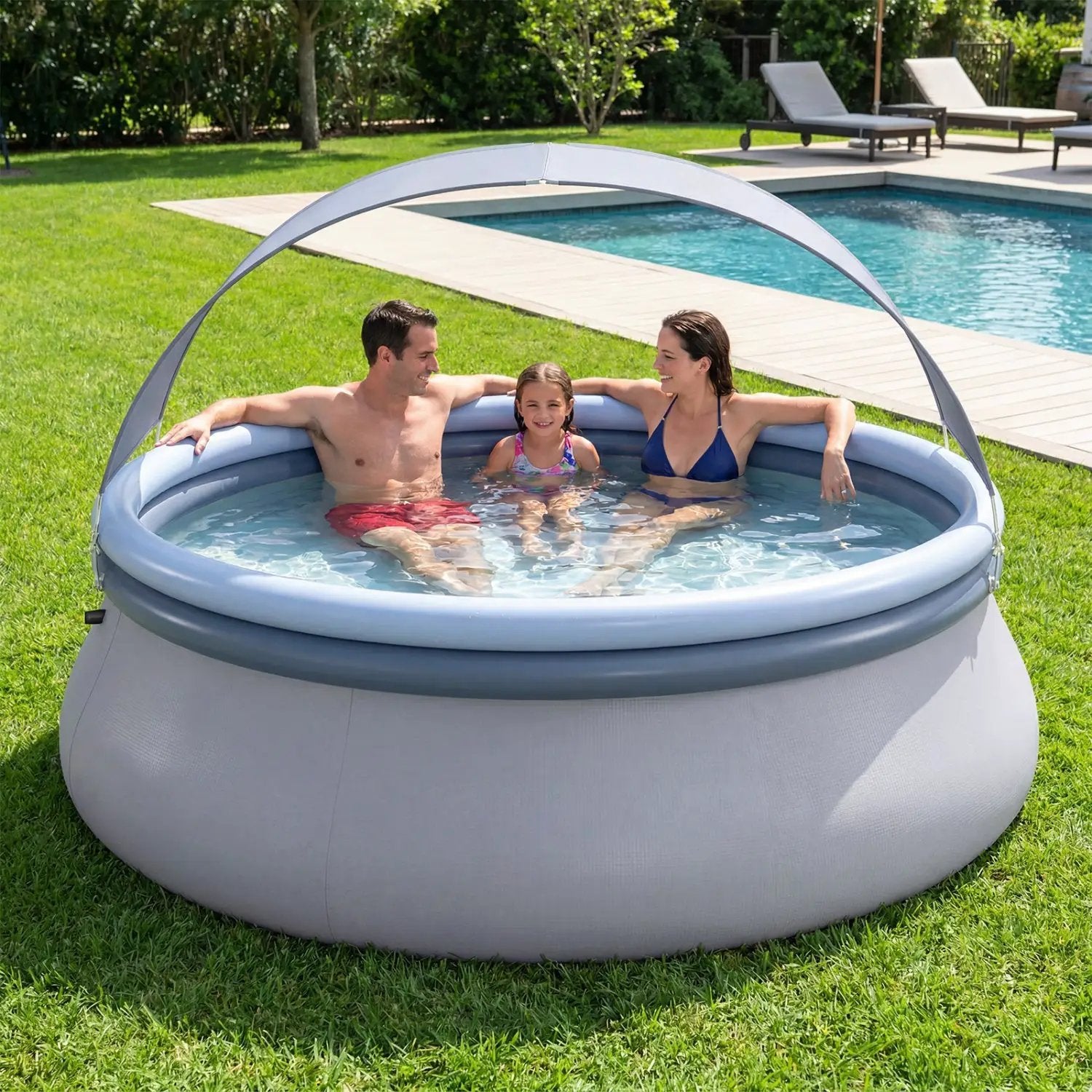 Inflatable Pool with Sunshade Canopy for Outdoor Use by DirectDeals